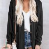 Black Heather Knit Pocketed Button Front Cardigan