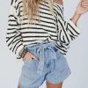 Women's Classic Black Striped Drop Shoulder Oversized Sweater