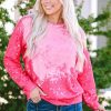 Women's Rosy Tie Dye Long Sleeve Pullover Sweatshirt