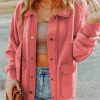 Women's Red Vintage Washed Button Shacket