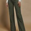 Green High Waist Square Pockets Corduroy Pants