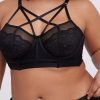 Women's Black Plus Size Lace Criss Cross Strappy Bralette