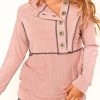 Women's Stylish Pink Button Front Princess Line Hoodie