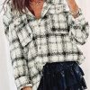 Black Oversized Plaid Pattern Flannel Shacket