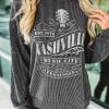 Women's Black NASHVILLE MUSIC CITY Corded Graphic Sweatshirt