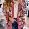 Pink Western Sherpa Corduroy Trim Jacket