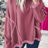 Exposed Seam Drop Shoulder Raw Hem Oversized Sweatshirt