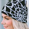 Black Halloween Cobweb Pattern Woolen Hat