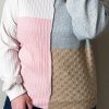 Women's Multicolor Cable Knit Colorblock Long Sleeve Plus Size Top