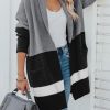 Gray Gingerbread Latte Colorblock Pocketed Cardigan