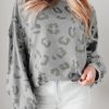 Leopard Animal Print Drop Shoulder Loose Sleeve Casual Top