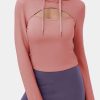 Pink Cutout Cropped Sporty Drawstring Hoodie