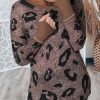 Brown Leopard Spling Thumbhole Long Sleeve Top