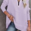 Women's Purple Oversized Quarter-Zip Pullover Sweatshirt