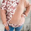 Pink Cow Spots Colorblock Long Sleeve Plus Size Top