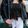 Women's Black Sequin Sleeve Pocketed Raw Hem Denim Jacket