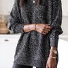 Black Glittering Long Sleeve Tunic Sweater