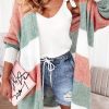 Green Colorblock Stripe Open-Front Cardigan