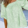 Green Lush Printed Balloon Sleeve Ruched Chiffon Top