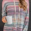 Multicolor Striped Print Cable Knit Drop Shoulder Hoodie