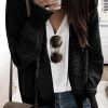 Black Plaid Contrast Trim Open Front Cardigan