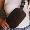 Coffee Sherpa Adjustable Strap Crossbody Bag