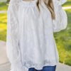 White Square Neck Floral Textured Blouse