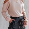 Khaki Cold Shoulder Pullover Sweatshirt