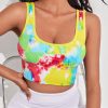 Multicolor Tie Dye Print Square Neck Cropped Gym Top