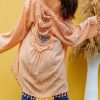 Apricot Crochet Tassel Beach Cover Up