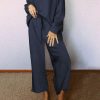 Navy Blue Ultra Loose Textured 2pcs Slouchy Outfit