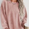 Versatile And Comfortable Women's Pink Long Sleeve Sweatshirt