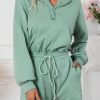 Women's Casual Blue French Terry Hoodie Romper