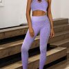 Purple Leopard Crossed Keyhole Front High Waist Active Set