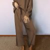 Dark Brown Ultra Loose Textured 2pcs Slouchy Outfit