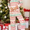 Bright White Christmas Print Pullover And Pants Lounge Set