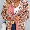 Pink Western Colorblock Snap Buttoned Sherpa Jacket