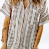 Multicolor Striped Oversize Short Sleeve Shirt