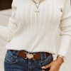 White Crewneck Cutout Knit Sweater