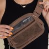 Brown Adjustable Straps Zipper Clear Waist Bag