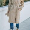 Khaki Runway Style Belted Long Trench Coat