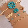 Gold Boho Turquoise Inlaid 4pcs Bracelet Set