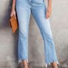 Women's Sassy And Elegant Sky Blue Cropped Jeans With Cross Over Waist Design