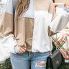 White Drop Shoulder Color Block Patchwork Oversized Top