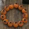 Grapefruit Orange Halloween Spider Printed Wooden Bead Bracelet