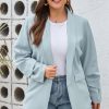 Elevate Your Workwear With This Sky Blue Plus Size Lapel Blazer