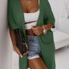 Green Dolman Half Sleeve Pocketed Long Cardigan