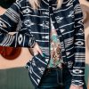 Black Western Aztec Print Zipped Jacket