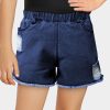 Blue Washed Color Denim Shorts