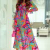 Multicolor Wild Lotus Ruffle Tiered Maxi Dress